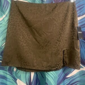 Olive Animal Print Slik Skirt